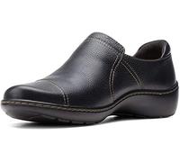 Clarks Women's Cora Poppy Loafer, Black Tumbled, 11 Wide