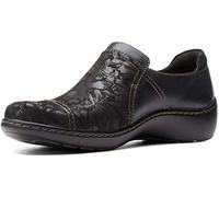 Clarks Women's Cora Poppy Loafer, Black Tumbled, 7