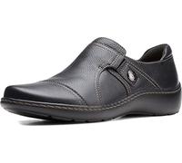 Clarks Women's Cora Poppy Loafer, Black Tumbled, 7.5 Narrow