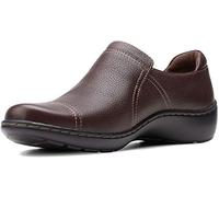Clarks Women's Cora Poppy Loafer, Dark Brown Tumbled, 5