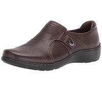 Clarks Women's Cora Poppy Loafer, Dark Brown Tumbled, 8 Wide