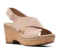 Clarks Women's Giselle Cove Wedge Sandal, Sand Leather, 5