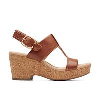 Clarks Women's Giselle Style Wedge Sandal, Marron clair/cuir, 35.5 EU