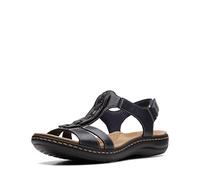 Clarks Women's Laurieann Kay Flat Sandal, Navy Leather, Numeric_9_Point_5