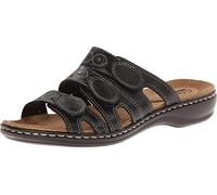 Clarks Women's Leisa Cacti Slide Sandal, Black Leather, 6.5 W US