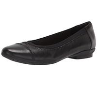 Clarks Women's Sara Bay Ballet Flat, Black Leather, 7 Narrow