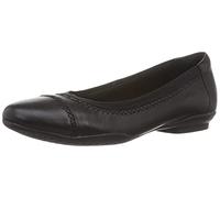 Clarks Women's Sara Bay Ballet Flat, Black Leather, 9 Narrow