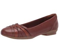 Clarks Women's Sara Clover Ballet Flat, Mahogany Leather Combi, 7 Wide