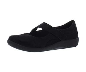 CLARKS Women's Sillian Bella Mary Jane Flat,Black Synthetic,8 M US