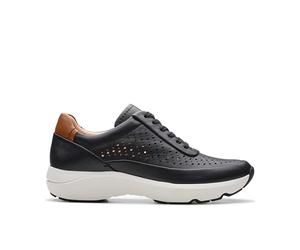 Clarks Women's Tivoli Grace Sneaker, cuir noir, 42 EU