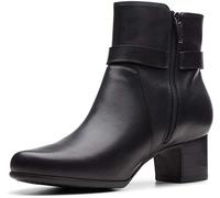 CLARKS Women's Un Damson Mid Ankle Boot, Black Leather, 70 M US