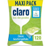 claro Classic Pastilles lave-vaisselle écologiques, 120 lavages | Film hydrosoluble, formule végane, sans phosphate, chlore ni huile de palme, Écolabel européen, fabriquées en Autriche
