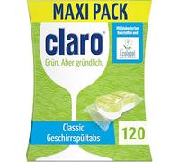 claro Classic Tablettes lave-vaisselle écologiques - 120 tablettes lave-vaisselle - sans phosphate, écologique & végétalien - film soluble dans l'eau