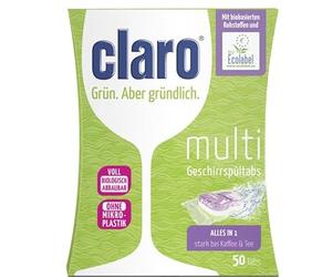 claro Lot de 50 tablettes pour lave-vaisselle - Sans phosphate et végétalien - Film soluble dans l'eau
