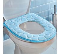 Clarsen® Lot de 2 housses de siège de WC souples - Housse de siège de WC - Design moderne en galets - Confortables grâce à la mousse à mémoire de forme - Lot pratique de 2 pièces