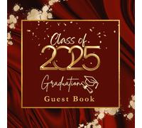 Class of 2025 Graduation Guest Book, well designed for your party decorations to sign in, personalized to Capture Photos Memories, Autographs, ... School & Senior College, Red and Gold Design.
