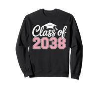 Class of 2038 Chiffres Rose Cap Blanc Graduation Maternelle Sweatshirt