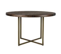 CLASS - Table de repas ronde en bois et acier laiton D 120 Marron foncé