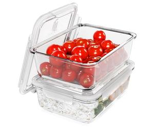 Classbach® Boîtes de Préparation de Repas avec Couvercle en Verre, Ensemble de 2 Récipients en Verre avec Couvercle Adaptés au Lave-vaisselle, au Micro-ondes et au Four, 2x 1040ml, C-FHD 4024 G