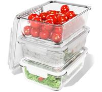 Classbach® Meal Prep Boîtes en verre, ensemble de 3, adaptées au lave-vaisselle, micro-ondes et four, pour une alimentation saine, 3x 1040 ml - C-FHD 4020 G.