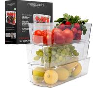 classbach® Organiseur de réfrigérateur, set de 3, Organiseur pour réfrigérateur Etagère à épices Armoire - Organiseur de cuisine empilable, Boîte de rangement Cuisine adaptée au compartiment congélate