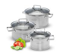 classbach® Set de casseroles 6 pièces | Set de casseroles en acier inoxydable pour tous les types de cuisinières (induction, gaz, vitrocéramique, électrique) | Lavable au lave-vaisselle | C-KTS 4015