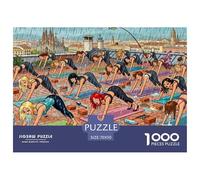 Classe de Yoga sur Le Toit de Barcelone Puzzle en Bois Imperméable DIY Puzzles De 1000 Pièces pour Adultes Cadeaux Défi Et Casse-tête De Décoration pour La Maison