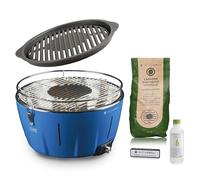 Classe Italy | Barbecue à charbon avec grille en fonte. Pour balcon, portable. Inclut batterie rechargeable, charbon et gel pour l'allumage. ADVANCED Bleu Océan