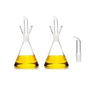 CLASSE ITALY Lot de 2 huiles en verre borosilicate 250 ml, conique avec bec de rechange inclus, bouchon anti-goutte breveté, sans BPA et plomb