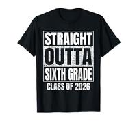 Classe of 2025 Straight Outta Sixième année Graduation Vintage T-Shirt