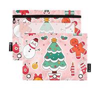 Classeur 3 anneaux avec fenêtre transparente Peach Merry Christmas Party Binder Trousse à crayons grande capacité 3 anneaux Organiseur d'école ou de bureau Multicolore 2 pièces