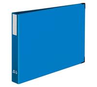 Classeur 4 anneaux en D format A3 à litalienne en balacron bleu