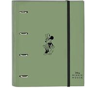 Safta Classeur 4 anneaux MINNIE MOUSE Mint Shadow – 100 feuilles A4, confortable – Vert militaire