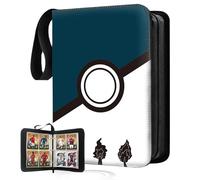 Classeur 400 cartes - Album de collection bleu imperméable avec 50 pages (400 pochettes). Cuir PU et fermeture éclair. Parfait pour cartes Pokémon, Magic et bancaires. Idée cadeau idéale