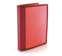 Classeur à 2 anneaux métalliques de 2 cm - Format A5 - Bords renforcés en tissu assorti et poche intérieure, 5PP - 100 % Eco by Office Box (Rouge)