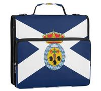 Classeur à 3 anneaux avec fermeture éclair et bandoulière pour l'école, motif drapeau de Santa Cruz de Tenerife, 3,8 cm, durable, multi-poches, grand porte-documents