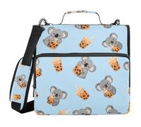 Classeur à 3 anneaux avec fermeture éclair Kola Boba Tea, sac de rangement à anneaux de 3,8 cm avec bandoulière pour ordinateur portable de 13 pouces et 500 feuilles