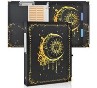 Classeur à 3 anneaux de 2,5 cm - Classeur mignon pour papier A4 décoratif avec 5 intercalaires pour fournitures scolaires et de bureau (noir doré soleil lune)