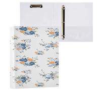 Classeur à 3 anneaux de 3,8 cm avec porte-bloc pour fournitures scolaires/de bureau, beaux motifs floraux, organiseur de classement, peut contenir 200 feuilles avec poches intérieures, 1 pièce