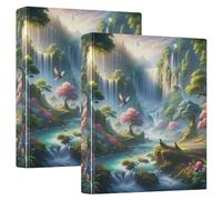 Classeur à 3 anneaux de 3,8 cm, paysage naturel vibrant avec porte-bloc et 3 grands classeurs pour l'école, l'université, le bureau