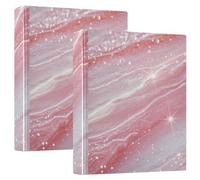 Classeur à 3 anneaux imitation marbre à paillettes de 2,5 cm et demi pouce avec poches, 1/2 lot de 1/2 classeur esthétique, couverture rigide