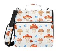 Classeur à 3 anneaux Mushroom Fox Automne 3,8 cm avec fermeture éclair et bandoulière Capacité de laège Portefeuille à fermeture éclair Convient pour le collège