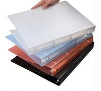 Classeur à 4 anneaux en D transparent A4, pochette de classement à 2 trous en PP épaissi et imperméable, convient pour la papeterie scolaire, les documents de bureau, le rangement des magazines, les f