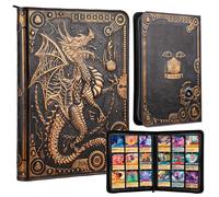 Classeur à 9 poches en cuir synthétique avec fermeture éclair pour cartes à collectionner - Classeur pour cartes 3D Dragon 3D - Poche double face à 360° pour TCG, MTG, Lorcana, Pokémon, cartes de