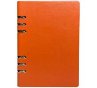 Classeur à anneaux A5 - 7 x 9 pouces en cuir PU orange, rechargeable avec 96 feuilles lignées pour le bureau de l'école
