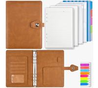 Classeur à anneaux A5 en cuir synthétique, classeur à 6 anneaux avec 200 feuilles de recharge, carnet de planification avec intercalaires, cadeaux pour homme et femme, carnet rechargeable pour bureau