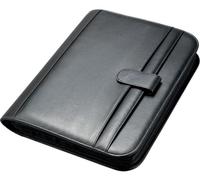 Classeur à anneaux Alassio "RICCIONE" DIN A4 imitation cuir avec calculatrice de poche noir