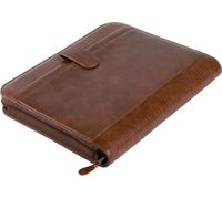 Classeur à anneaux Alassio "VITERBO" DIN A4 imitation cuir avec calculatrice de poche marron