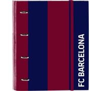 F.C. Barcelona Classeur 4 anneaux de 35 cm avec 100 feuilles A4, idéal pour enfants de différents âges, confortable et polyvalent, qualité et résistance, 27 x 3,5 x 32 cm, couleur bleu marine/grenat,