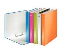 Classeur à anneaux - LEITZ - WOW - A4 - Carton solide - Bleu métallique - 250 feuilles